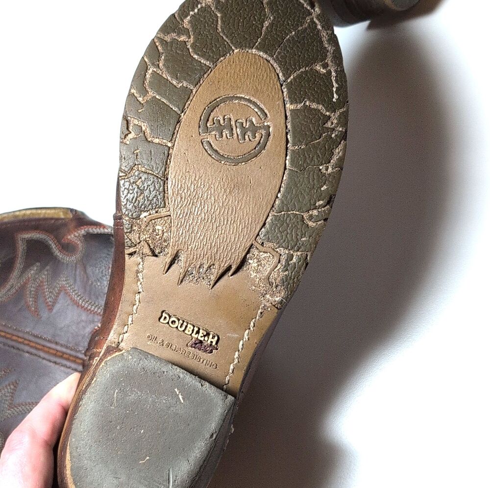 Double-H DH5159 Brown Western Equestrian Boots Men's US Size 7 Woman 8 - Picture 9 of 10